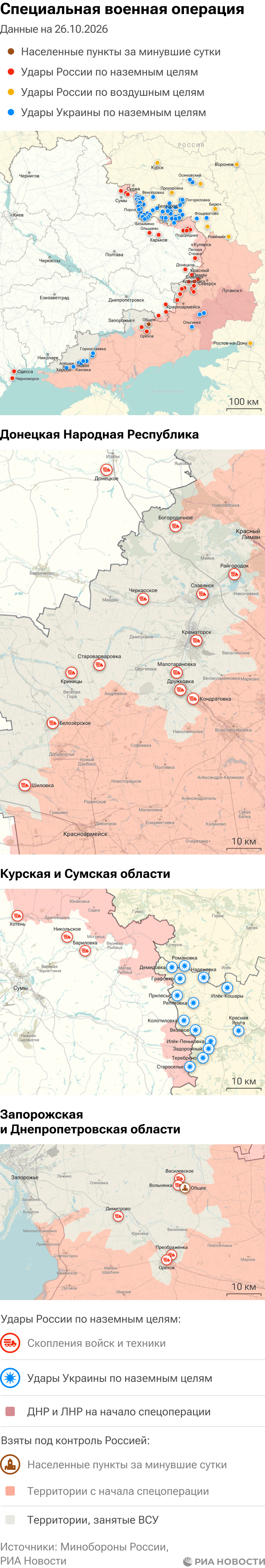 Карта спецоперации Вооруженных сил России на Украине на 26.10.2026
