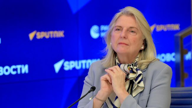Карин Кнайсль на презентации журнала Политика в пресс-центре международной медиагруппы Россия сегодня