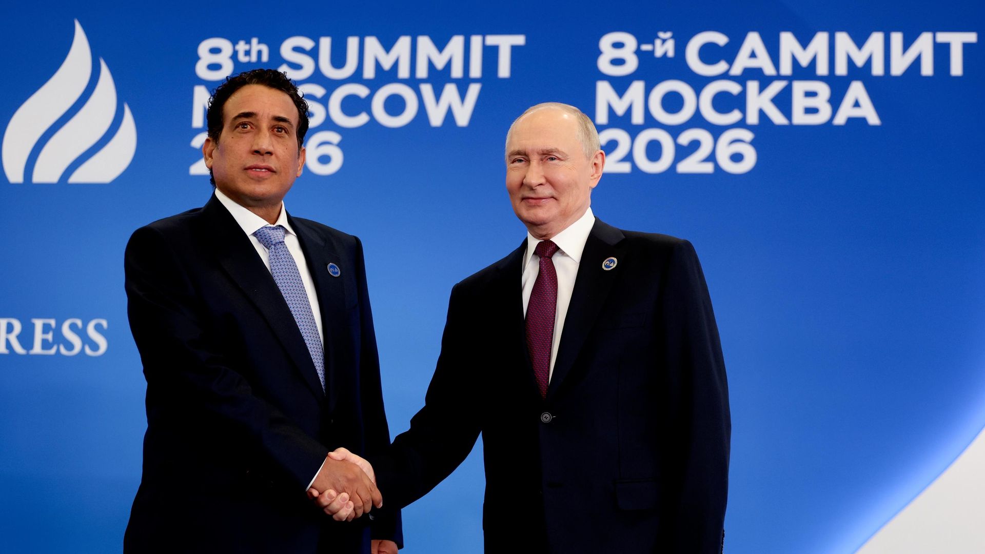 Президент России Владимир Путин и председатель Президентского совета Ливии Мухаммед Менфи - РИА Новости, 1920, 27.10.2026