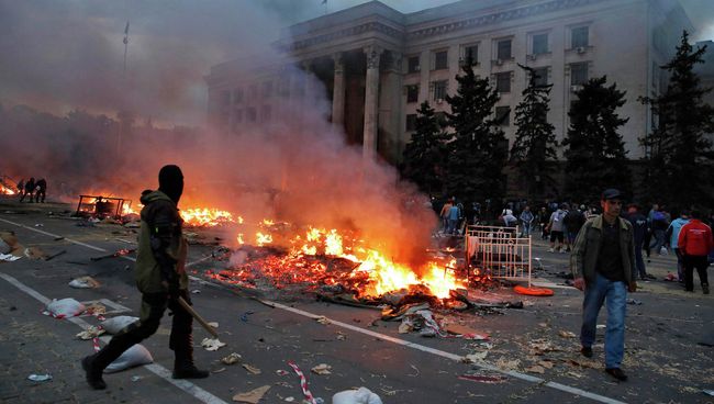 Участник столкновений возле Дома профсоюзов в Одессе, Украина