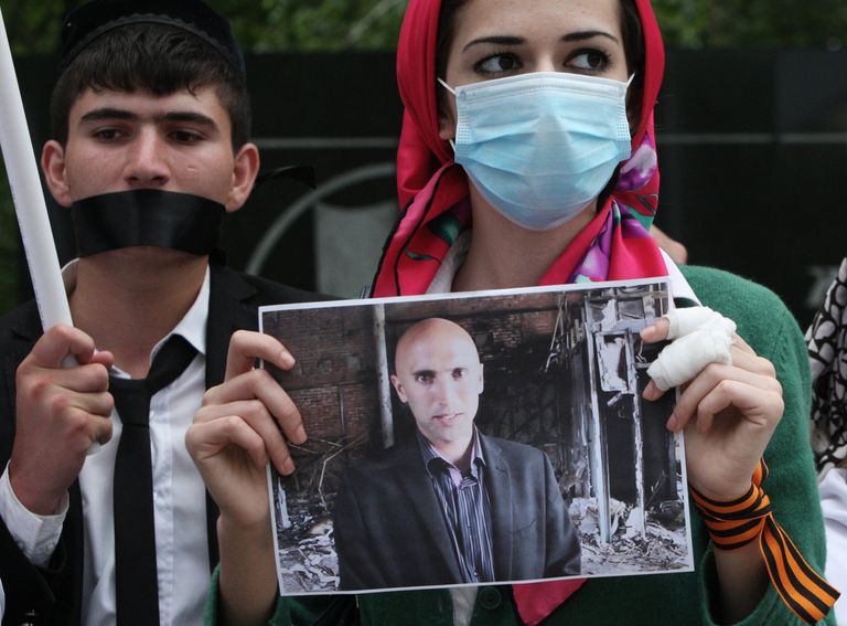 Акция в поддержку задержанных на Украине российских журналистов
