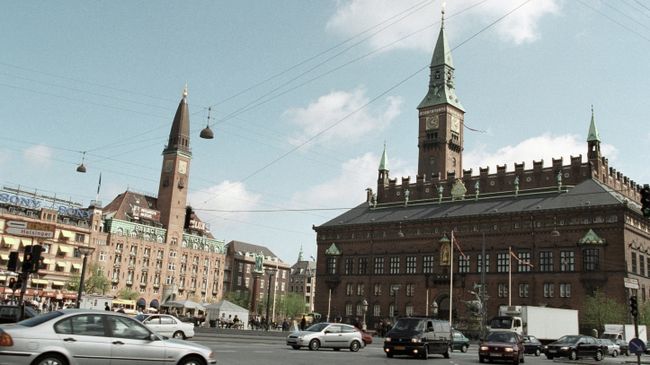 Площадь Ратуши, Копенгаген, Дания. Архивное фото Площадь Ратуши, Копенгаген, Дания. Архивное фото