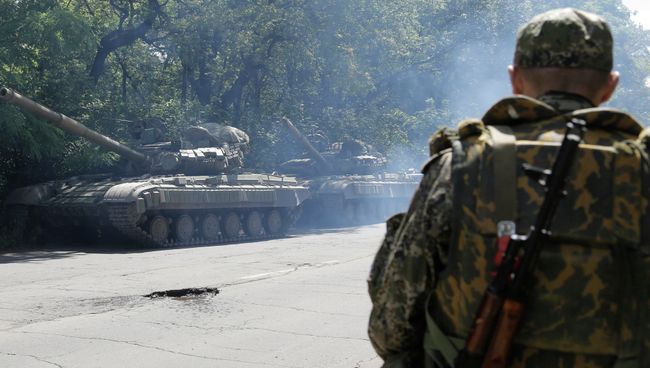 Боец народного ополчения в Донецкой области