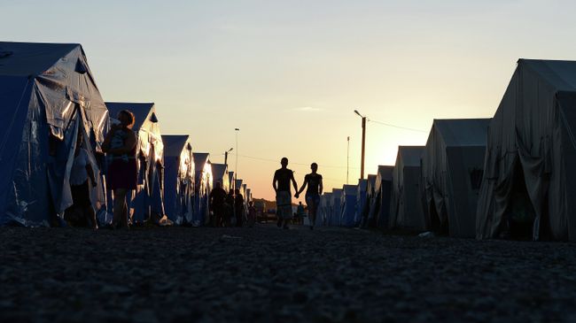 Лагерь украинских беженцев в населенном пункте Гуково Ростовской области. Архивное фото