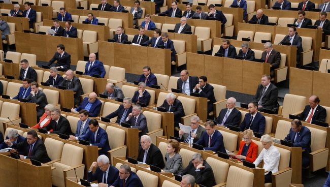 Депутаты на первом пленарном заседании Государственной Думы РФ. Архивное фото