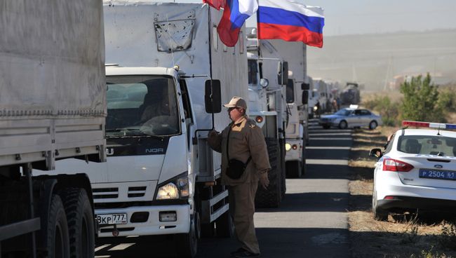 Подготовка к отправке третьего гуманитарного конвоя в Ростовской области