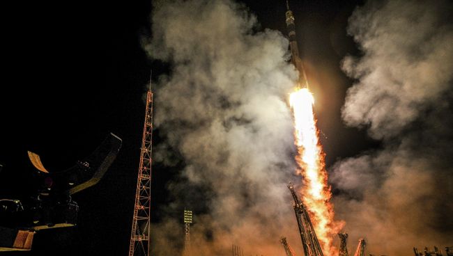 Старт ракеты Союз ТМА-14М, архивное фото Старт ракеты Союз ТМА-14М, архивное фото