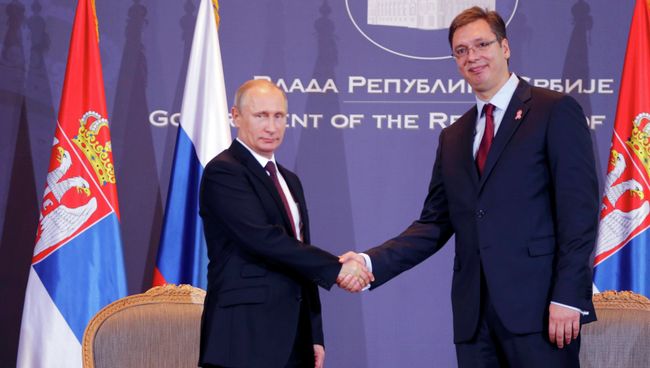 Президент России Владимир Путин и премьер-министр Сербии Александр Вучич
