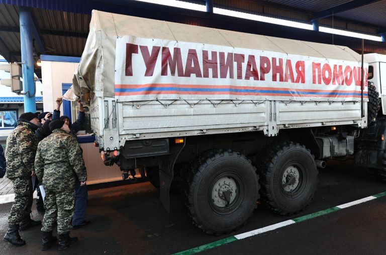 Десятый российский гуманитарный конвой для Донбасса прибыл на КПП Донецк Десятый российский гуманитарный конвой для Донбасса прибыл на КПП Донецк