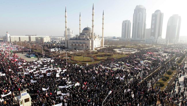 Митинг под названием Любовь к пророку Мухаммеду в Грозном. 19 января 2015