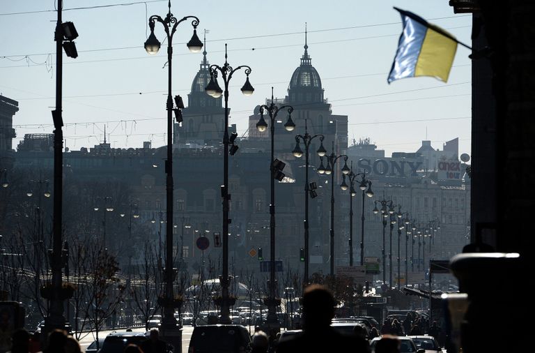 Вид на улицу Крещатик в Киеве, Украина. Архивное фото Вид на улицу Крещатик в Киеве, Украина. Архивное фото