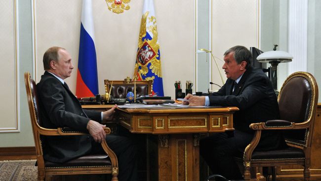 Президент РФ В.Путин встретился с главой Роснефти И.Сечиным Президент РФ В.Путин встретился с главой Роснефти И.Сечиным