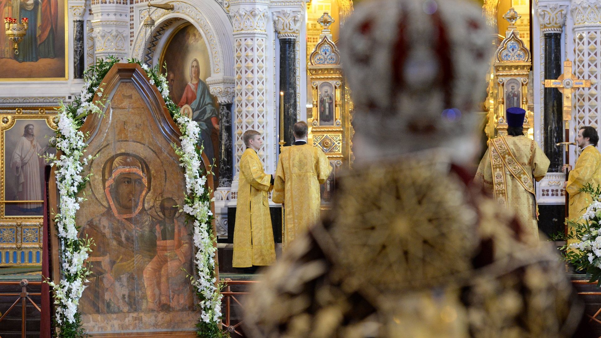 Смоленская икона Божией Матери Одигитрия в храме Христа Спасителя Смоленская икона Божией Матери Одигитрия в храме Христа Спасителя - РИА Новости, 1920, 10.08.2026