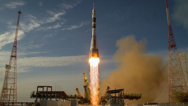 Запуск ракеты Союз с космодрома Байконур. Архивное фото Запуск ракеты Союз с космодрома Байконур. Архивное фото