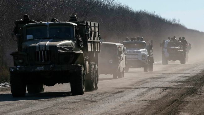 Вывод войск украинской армии из Дебальцево. Донецкая область, 18 февраля 2015