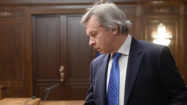 Председатель комитета Государственной Думы РФ по международным делам Алексей Пушков перед началом встречи председателя Государственной Думы РФ Сергея Нарышкина с председателем Парламентской ассамблеи ОБСЕ Илккой Канервой в Государственной Думе РФ. Архивное фото