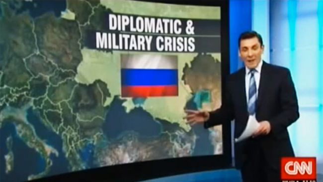 Скриншот новостного выпуска CNN с картой России, в составе которой внезапно оказалась территория Украины Скриншот новостного выпуска CNN с картой России, в составе которой внезапно оказалась территория Украины