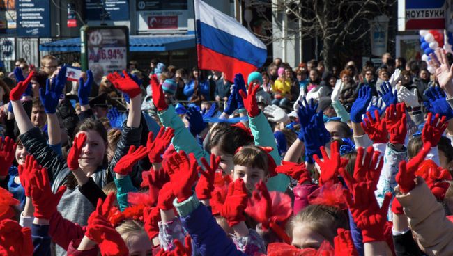 Празднование годовщины Крымской весны в Симферополе