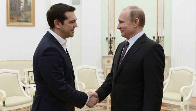 Президент России Владимир Путин и премьер-министр Греции Алексис Ципрас во время встречи в Кремле Президент России Владимир Путин и премьер-министр Греции Алексис Ципрас во время встречи в Кремле