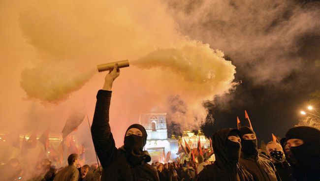 Мероприятия в честь годовщины создания УПА на Украине. Архивное фото Мероприятия в честь годовщины создания УПА на Украине. Архивное фото