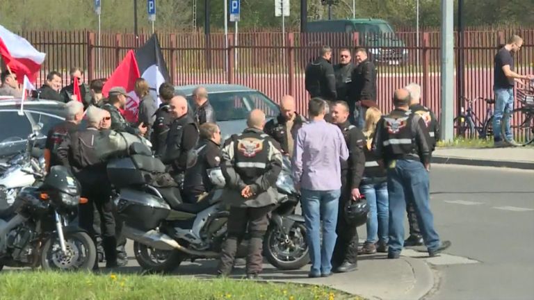 Ночные волки покинули Тересполь из-за отсутствия разрешения въехать в Польшу Ночные волки покинули Тересполь из-за отсутствия разрешения въехать в Польшу