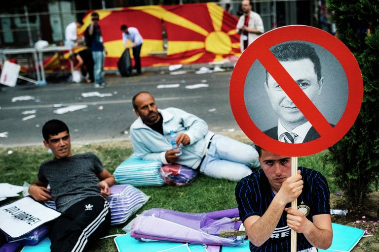 Митинг оппозиции в Скопье, Македония Митинг оппозиции в Скопье, Македония