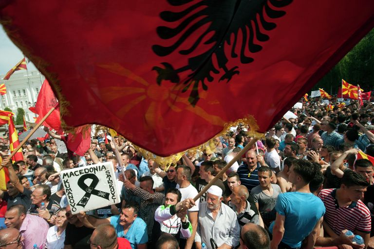 Митинг оппозиции в Скопье, Македония Митинг оппозиции в Скопье, Македония