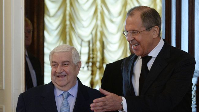 Министр иностранных дел РФ Сергей Лавров и глава МИД Сирии Валид Муаллем. Архивное фото Министр иностранных дел РФ Сергей Лавров и глава МИД Сирии Валид Муаллем. Архивное фото