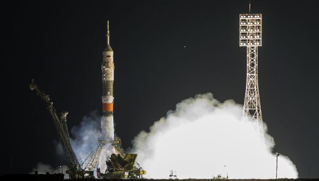 Старт космического корабля Союз ТМА-17М с космодрома Байконур