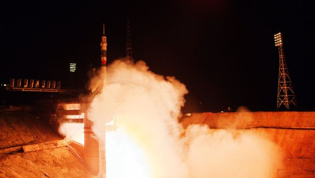 Старт космического корабля Союз ТМА-17М с космодрома Байконур