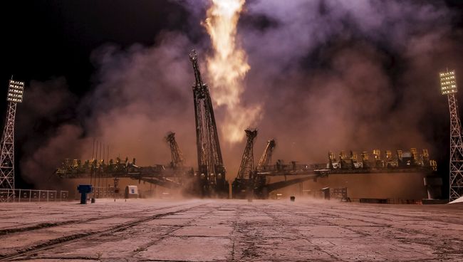 Старт космического корабля Союз ТМА-17М с космодрома Байконур