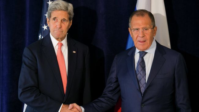 Встреча главы МИД РФ Сергея Лаврова и госсекретаря США Джона Керри в ООН Встреча главы МИД РФ Сергея Лаврова и госсекретаря США Джона Керри в ООН
