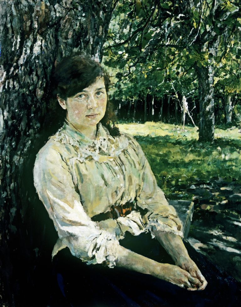Репродукция картины В.Серова Девушка, освещенная солнцем. Портрет М.Я.Симонович