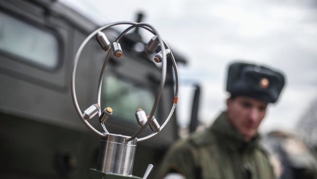 Выносной датчик специальной разведывательной химической машины РХМ. Архивное фото Выносной датчик специальной разведывательной химической машины РХМ. Архивное фото