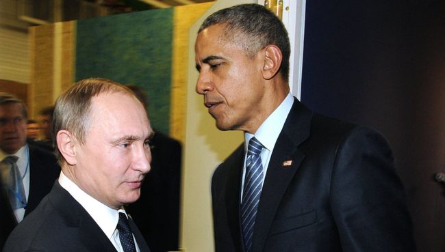 Президент России Владимир Путин и президент США Барак Обама на полях климатической конференции ООН Президент России Владимир Путин и президент США Барак Обама на полях климатической конференции ООН