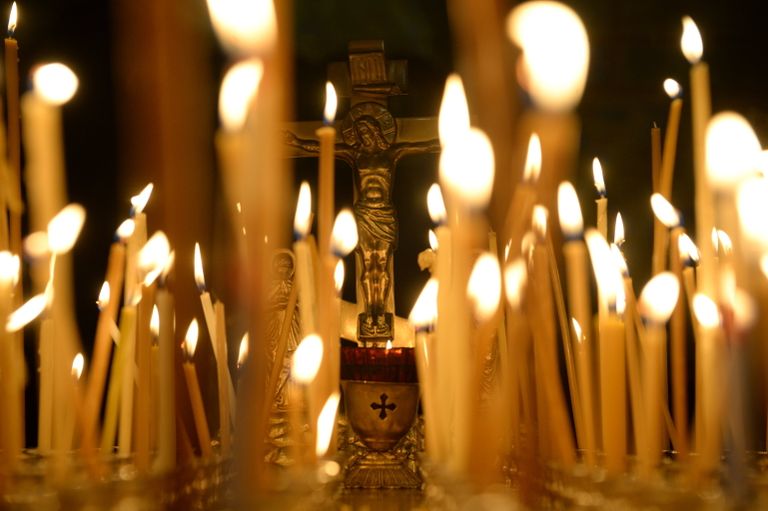 Во время богослужения в честь праздника Рождества Христова в Свято-Троицком кафедральном соборе Во время богослужения в честь праздника Рождества Христова в Свято-Троицком кафедральном соборе