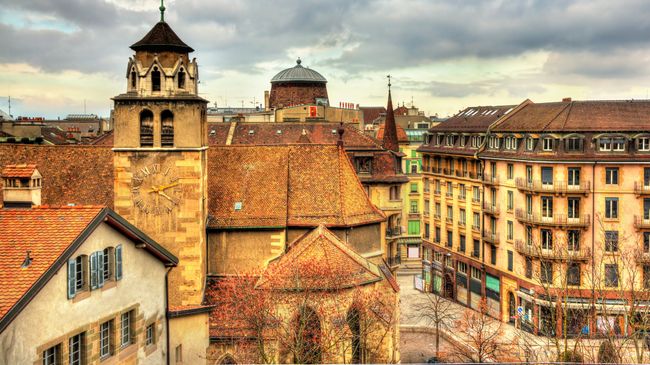 Вид на Женеву, Швейцария Вид на Женеву, Швейцария