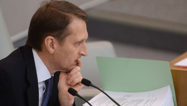 Председатель Государственной Думы РФ Сергей Нарышкин на пленарном заседании Госдумы РФ