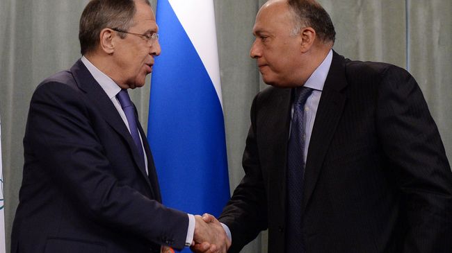 Министр иностранных дел РФ Сергей Лавров и министр иностранных дел Египта Самех Шукри во время пресс-конференции в Москве Министр иностранных дел РФ Сергей Лавров и министр иностранных дел Египта Самех Шукри во время пресс-конференции в Москве