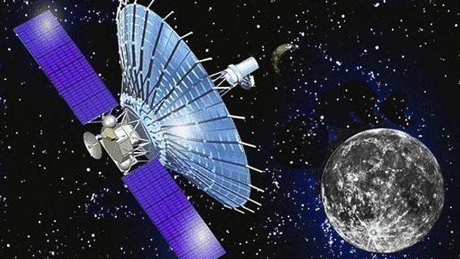 Художественное изображение космического радиотелескопа Спектр-Р проекта наземно-космического интерферометра РадиоАстрон Художественное изображение космического радиотелескопа Спектр-Р проекта наземно-космического интерферометра РадиоАстрон