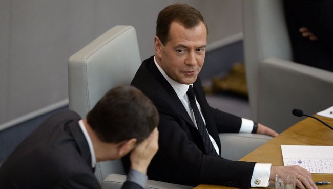 Премьер-министр РФ Д. Медведев выступил в Государственной Думе РФ