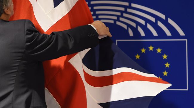 Флаг Великобритании в здании Европарламента в Брюсселе