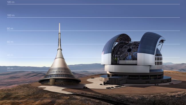 Модель телескопа E-ELT Модель телескопа E-ELT
