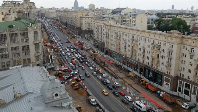 Масштабная реконструкция Тверской улицы в Москве. Архивное фото Масштабная реконструкция Тверской улицы в Москве. Архивное фото