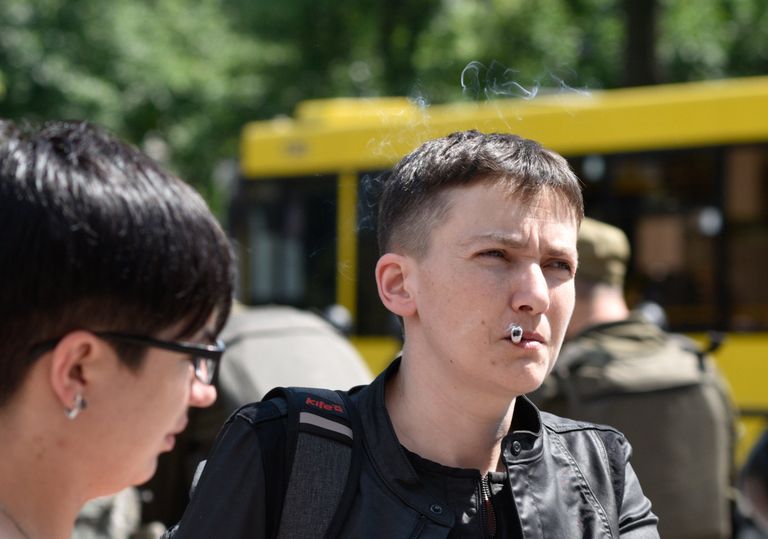 Депутат Верховной рады Украины Надежда Савченко после заседания рады Депутат Верховной рады Украины Надежда Савченко после заседания рады