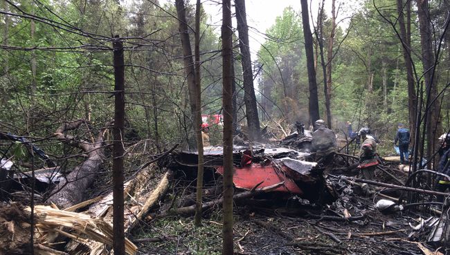 На месте крушения самолета Су-27 в Подмосковье