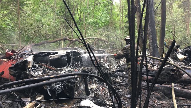 На месте крушения самолета Су-27 в Подмосковье