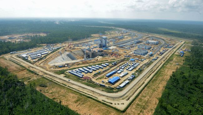 Строительство космодрома Восточный вблизи поселка Углегорск в Амурской области. Архивное фото