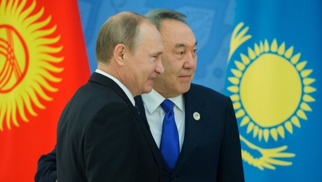 Президент РФ Владимир Путин и президент Республики Казахстан Нурсултан Назарбаев. Архивное фото Президент РФ Владимир Путин и президент Республики Казахстан Нурсултан Назарбаев. Архивное фото