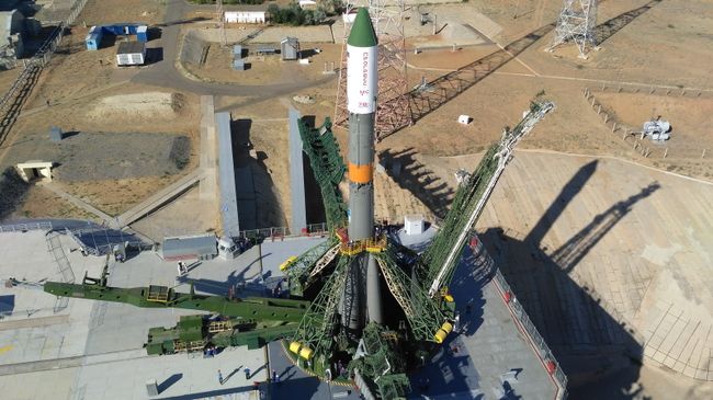 Ракета-носитель Союз-У на стартовом комплексе космодрома Байконур. Архивное фото Ракета-носитель Союз-У на стартовом комплексе космодрома Байконур. Архивное фото